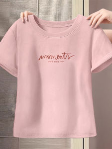 Áo Thun Cotton Tay Ngắn Mùa Hè Thời Trang Cho Nữ Áo Ngắn Áo Phông Màu Hồng Áo Thun Cotton Nguyên Chất Áo Thun Phong Cách Hàn Quốc