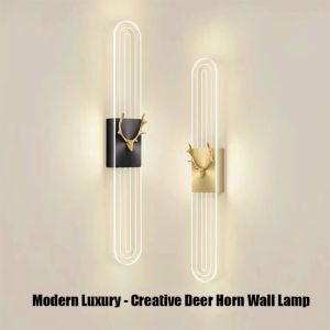 Antler Wall Light Nordic Luxury Bedroom Crystal Lamp Creative Living Room Background Bedside Fixture