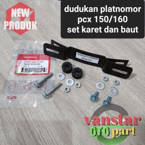 dudukan plat nomor depan pcx 150 160 set baut dan karet visor