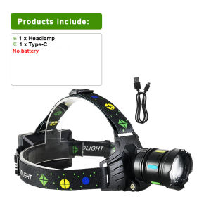 2026 Powerful LED Headlamp Type-C Rechargeable Headlight 3*18650 Head Flashlights High Power Head Lamp Fishing Zoom Headlights