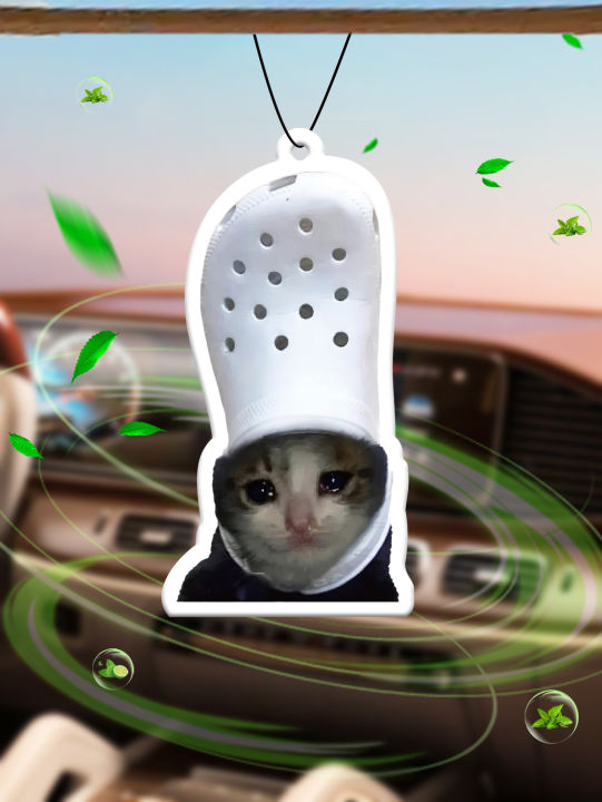 His Majesty His Majesty: Funny Cat Expression with Crocs Hat Non-Toxic Car Air Freshener (Sea Salt and Aloe Vera) Car Air Freshener, Injection Essential Oil | Continuously Exceeds 60 Days |   Car Vent Clip Scent Box Refill, Hanging, Ifra Safety Detecti...