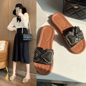 Azgalery SPT-33 / Sandal Selop Wanita Remaja Kekinian Slip On Flat Kasual Motif Pita Kasut Datar Korea Fashion Style Trendy / COD