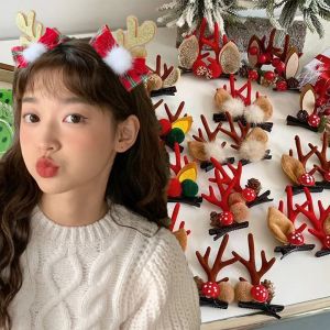เขากวางกิ๊บประดับผมโมริ2ชิ้น/เซ็ต2024ใหม่คริสต์มาสที่คาดผมสไตล์มอริเขากวางขนาดเล็กที่หนีบผมทรงเขากวางรวงข้างหน้าม้าร่มตกแต่งบ้านปาร์ตี้คอสเพลย์