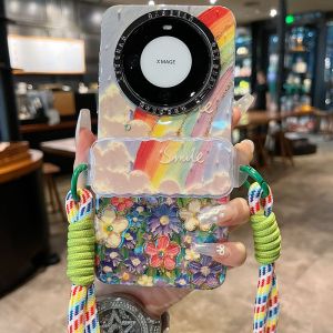 Rainbow Flower Sea Full Cover Anti-Fall Huawei Mate60  Series New Womens Model Shell Shockproof Clip Back Case