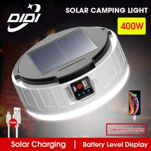 DIDI 400W Lampu Pasar Malam Solar LED Lamp Portable Emergency Night Market Light Camping Light USB Rechargeable Tent Lamp