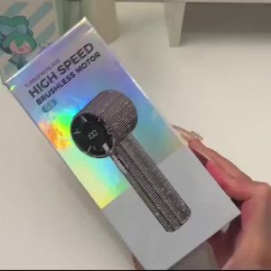 Quạt Cầm Tay 199 Tốc Độ Tích Hợp Màn Hình LED Đính Đá Giả Lấp Lánh Sạc USB Mini Làm Mát Mùa Hè