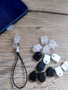 Neutral Type-C Mobile Phone Charging Port Dust Plug Silicone Data Port Plug round Head Black and White Transparent