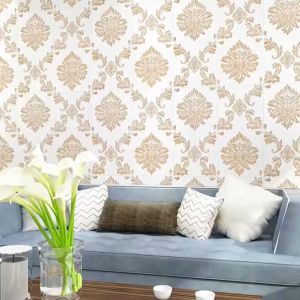 Wallpaper 3D FOAM / Wallpaper Aluminium Foil Dinding Timbul Motif Baru Model Sultan Batik Bunga Kualitas Tinggi / Wallfoam Motif Batu Bata 70 x 70 CM Dekorasi Kamar Stiker Stiker Dinding Tebal Pintu Jendela 5mm