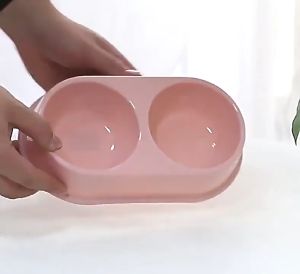 Tempat Makan Kucing Mangkuk Ganda 2 in 1 Kucing Anjing Anti Licin Anti Semut