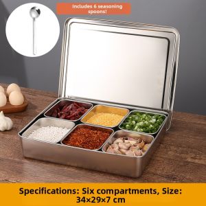 Portable Kitchen Seasoning Box for Stalls Use With Spoons