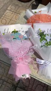 Set nguyên liệu làm bó hoa lưu ly kẽm nhung 30-50 bông màu sắc theo yêu cầu của khách