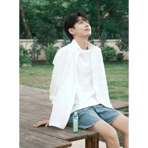 White Long Sleeves Shirt Mens Summer Sunshine Clean Youth Feeling Tops American Fashion Brand Sun Protection Shirt Coat