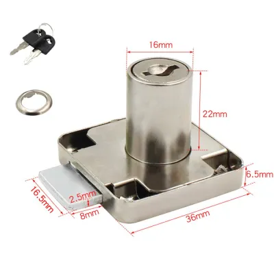Zinc Alloy Drawer Lock Burglarproof Home Office Security Desk Wardrobe Cabinet Locker with 2 Keys