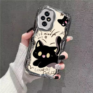 Cute Black Cat Design Phone Case Full Cover Anti-Fall Cartoon Style for Honor 200 300 Ultra 400 pro Huawei 80 70 Soft Shell SE