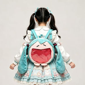 Bandai | 2026 New Hatsune Miku Bag Q Version Kawaii Figure Plush Bag Model Doll Plush Stuffed Toy Shoulder Bag Transparent Backpack Gifts