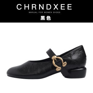 Retro Low Heel round Toe Womens Versatile Mary Jane Shoes Fashionable Casual Slip-On Single Strap Shoes Elegant Ultra-Fiber