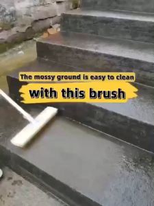 Stainless steel Long Handle Floor Scrub Brush Heavy Duty Wire Broom Moss Removal Brush Stiff Metal Bristle Brush for Removing Weed Moss for Removing Weed Moss Outdoor Floor Scrub Brush for Patio Deck Garden