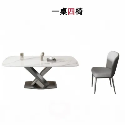 Italian Minimalist Luxury Rock Board Dining Table And Chair Set Modern Simple Home Use Small Apartment Rectangular Western Dining Table