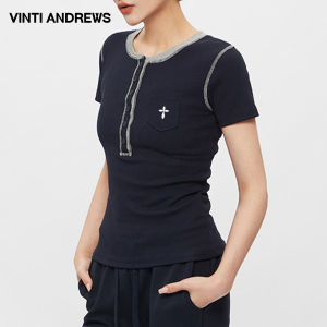 Slender Semi-Open Collar Short Sleeve Womens T-Shirt Summer New Korean Spicy Style Square Shoulder T-Shirt