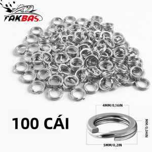 100 Chiếc Vòng Nối Câu Cá Bằng Thép Không Gỉ Dạng Dẹt Siêu Chắc Chắn Dùng Cho Mồi Câu Nước Mặn