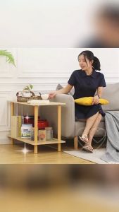 โต๊ะข้างเตียง ชั้นเก็บของ โต๊ะโซฟา ไตล์โมเดิร์น 80/60/40cm สองชั้น ความจุที่มากขึ้น ป้องกันการชนกัน ประหยัดพื้นที่ ทนต่อคราบขาว