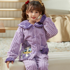 Bộ Đồ Ngủ Lông Cừu Dày Cho Trẻ Em Mùa Đông Ấm Áp Quần Áo Mặc Nhà in Hình Hoạt Hình Cho Bé Gái