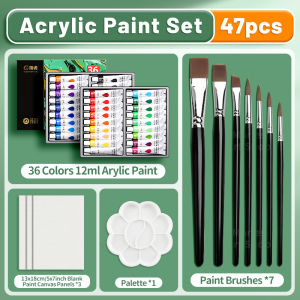 Professional Acrylic Paint Set - 23/29/35/47 pcs  12/18/24/36 Colors 12ml/0.41floz Colors Tubes Kit for DlYRockWoodCeramic