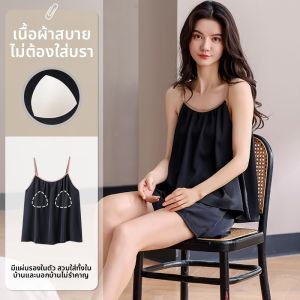 MiiOW | ชุดนอนผู้หญิง Catman ฤดูร้อน 2025 ใหม่ สายเดี่ยวผ้าไหมน้ำแข็ง แผ่นเสริมหน้าอก ชุดอยู่บ้าน ใส่กลางแจ้ง เสื้อผ้าสำหรับใส่ในบ้าน