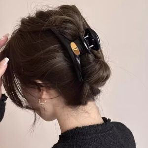 Large Size Shark Clamp Hair Clip Womens Elegant Hair Accessories Celebrity Favorite Black Deep Brown Hair Gripper