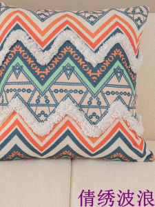 สไตล์โบฮีเมียน ผ้าฝ้าย ผ้าลินิน ปลอกหมอนอิงโซฟาห้องนั่งเล่นตกแต่งเบาะสำหรับหัวเตียงและที่นั่งหน้าต่างในโฮมสเตย์