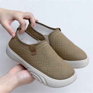 Autumn New Arrival Old Beijing Cloth Shoes Lightweight Plaid Breathable Womens Pumps Slip-on Mom Shoes