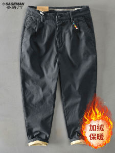 Thickened Fleece Work Trousers Mens Autumn Winter Loose Straight Casual Pants Trendy Ameika Style Fashionable City Life