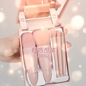 SPOT RESERVE Portable Make Up Brush/ 5 In 1 Set with Mirror Blush Powder Brush Travel Kit Portable Mini Beauty Make up Tool