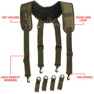 Tactical Duty Belt Harness Suspenders Padded Tool Belt Suspender Padded Adjustable Suspenders( with Key Holder)