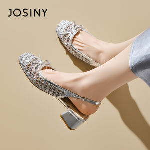 Josiny | Lace-up Peep Toe Flats Sandals