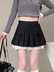 🌟CORE🌟dresses women new style 2025 Design Sense Pleated Skirt Women Lace Edge Splicing Skirt Niche Hot Girl A-line Short Skirt 2️⃣0️⃣2️⃣5️⃣