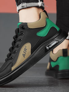 Casual Leather Upgraded Version Mens Shoes Spring Autumn Winter Seasonal High Top Board Shoes round Toe Laced Closure Waterproof Rubber Outsole