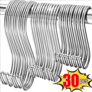 30/50pcs Stainless Steel S Shaped Hook / Heavy Duty Metal Storage Hanging Hooks / Multi-function Household Hook Rack for Kitchenware Clothes Cups Plants Hanging