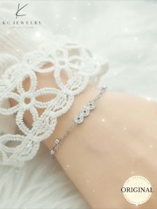 KC Jewelry Elegant S925 Silver & White Gold Plated Diamond Harmony Coin Bracelet