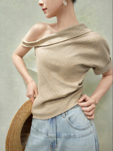 SUSHE | Deconstruction Asymmetric High-Count Cotton Gingham Top