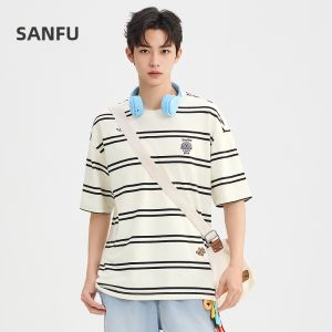 SANFU | Animal Embroidered Striped Mens T-shirt