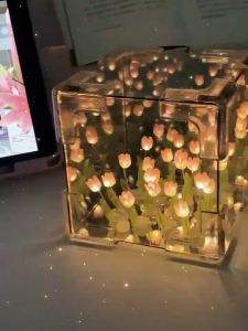 JIASHI Đèn ngủ hình khối acrylic dễ làm và có nguyên liệu đầy đủ