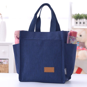 Japanese Style Insulated Aluminum Foil Lunch Box Bag with Water Cup Position Handheld Bento Bag Student Lunch Bag Mommy Handheld Cloth Bag