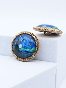 Nút Kim Loại Nghệ Thuật Van Gogh Sao Chổi Trái Đất Viền Hoa Cao Cấp Nút Trang Trí Áo Sơ Mi Váy Áo Khoác Nút Quần Áo