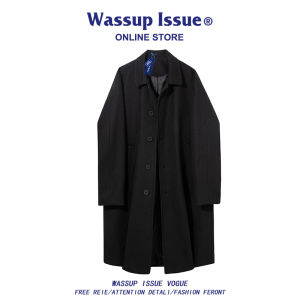 Wassup Issue German Trench Coat Outwear Mens Fall and Winter British Black Woolen Mid Length Long Length Woolen Coat Mens