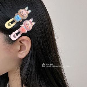 Cute Cartoon Tulle Hair Clips Side Bangs Childrens Hair Accessories Girls Heart Adorable Clamp Acrylic Edge Clips