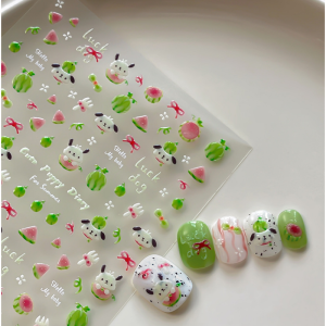 Jelly Summer Fruit Nail Decorations Stickers Cartoon Watermelon Puppy Pattern Design Self Adhesive Nail Art Decorative Stickers