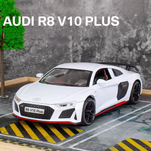 1/24 R8 V10 Plus Car Toy Model Alloy Diecasting Rear Wheel Pull Back Function Sound Light Vehicles Toys Models Childrens Gifts