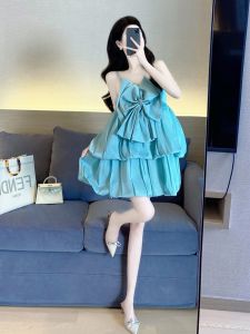 ชุดเดรสคอฮอลเตอร์ผ้าฝ้ายผสมสไตล์ฝรั่งเศส กระโปรงทรงเอ แขนกุด ช่วงเอวสูง ดีไซน์เก๋ไก๋ หวาน สไตล์เกาหลี ฤดูร้อน 2022