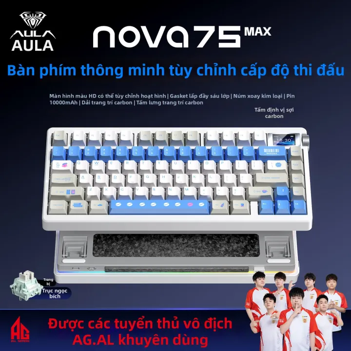 AULA | Bàn phím cơ không dây ba chế độ Tarantula nova75MAS với kết nối Bluetooth và có dây - Thiết bị ngoại vi máy tính có thể tùy chỉnh